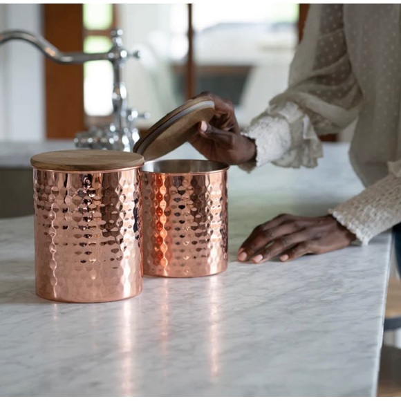 Uncommon James Hammered Copper Canister Set - Sealed in Box - Picture 1 of 4
